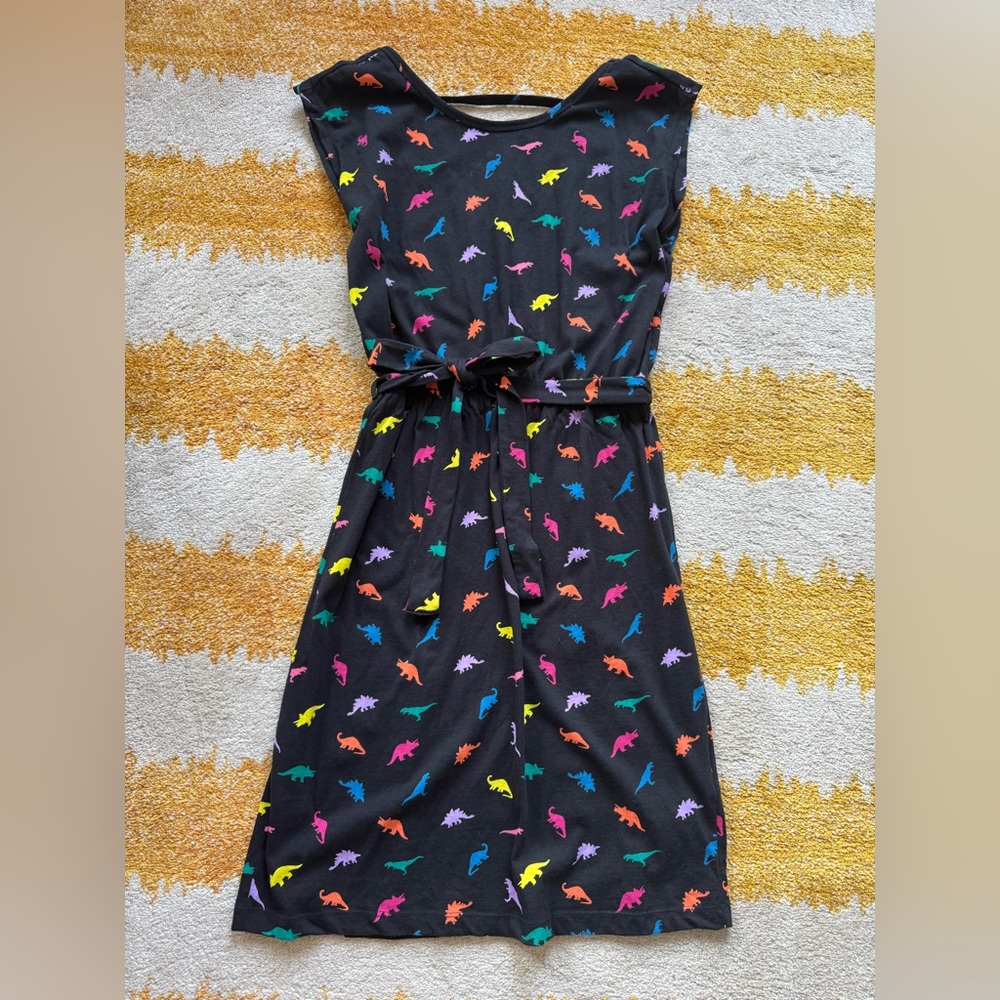 Sugarhill Brighton Hetty Jersey Dress in dinosaurs size UK8 cotton belt bow